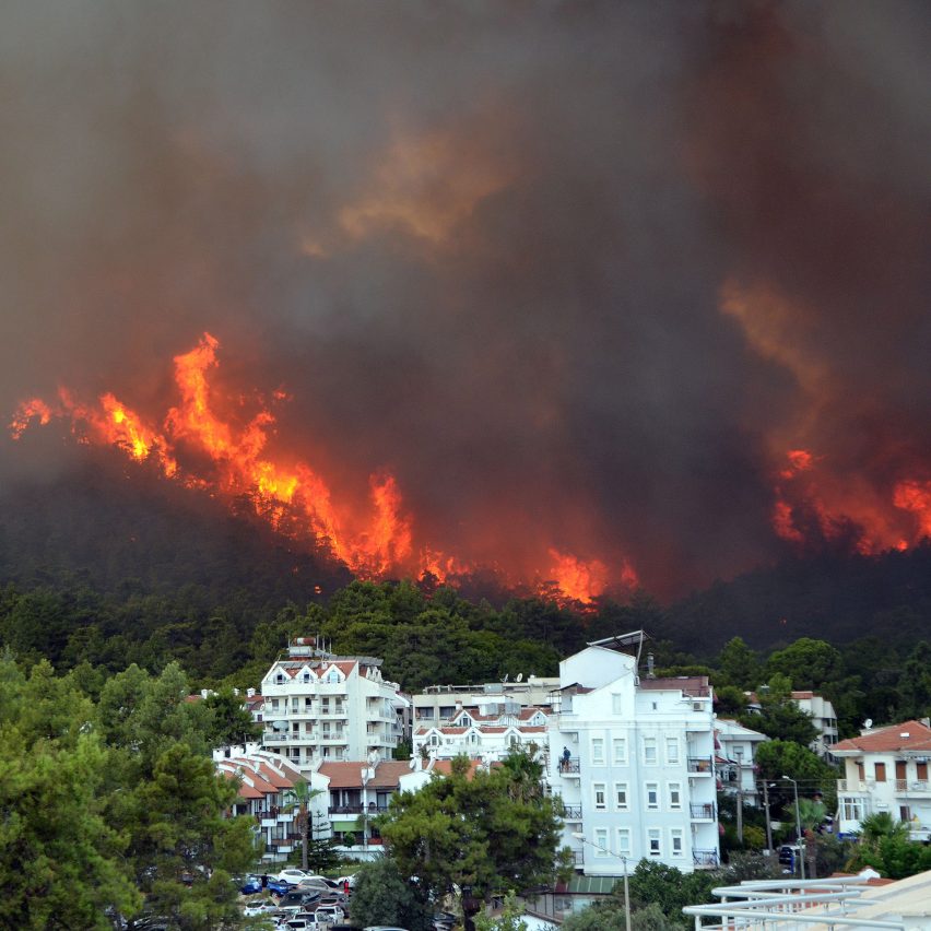 Wildfire in the forest near Marmaris in Turkey