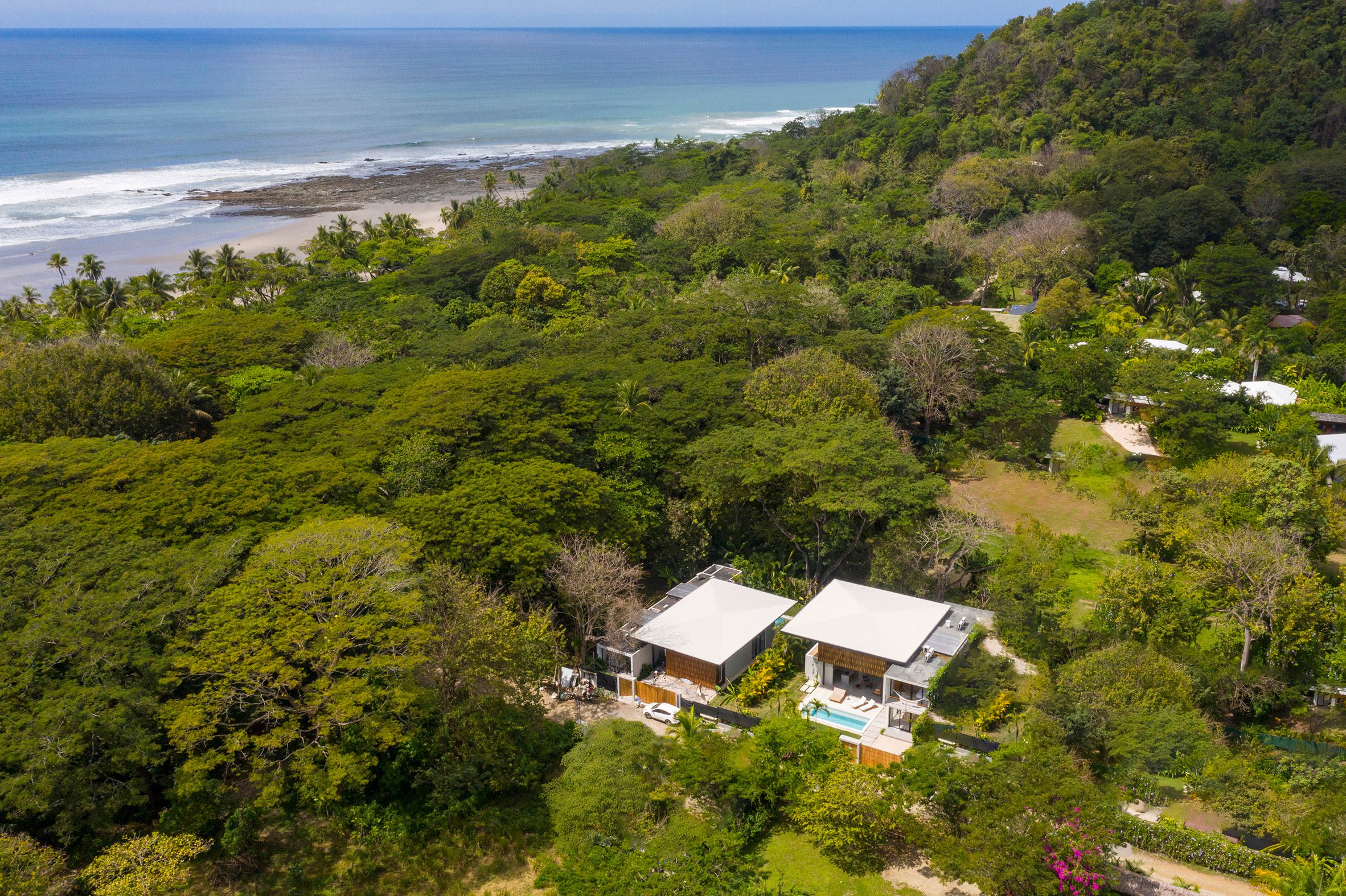 Aerial view of Naia houses within the jungle of Costa Rica