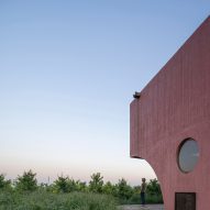 A pink concrete pavilion