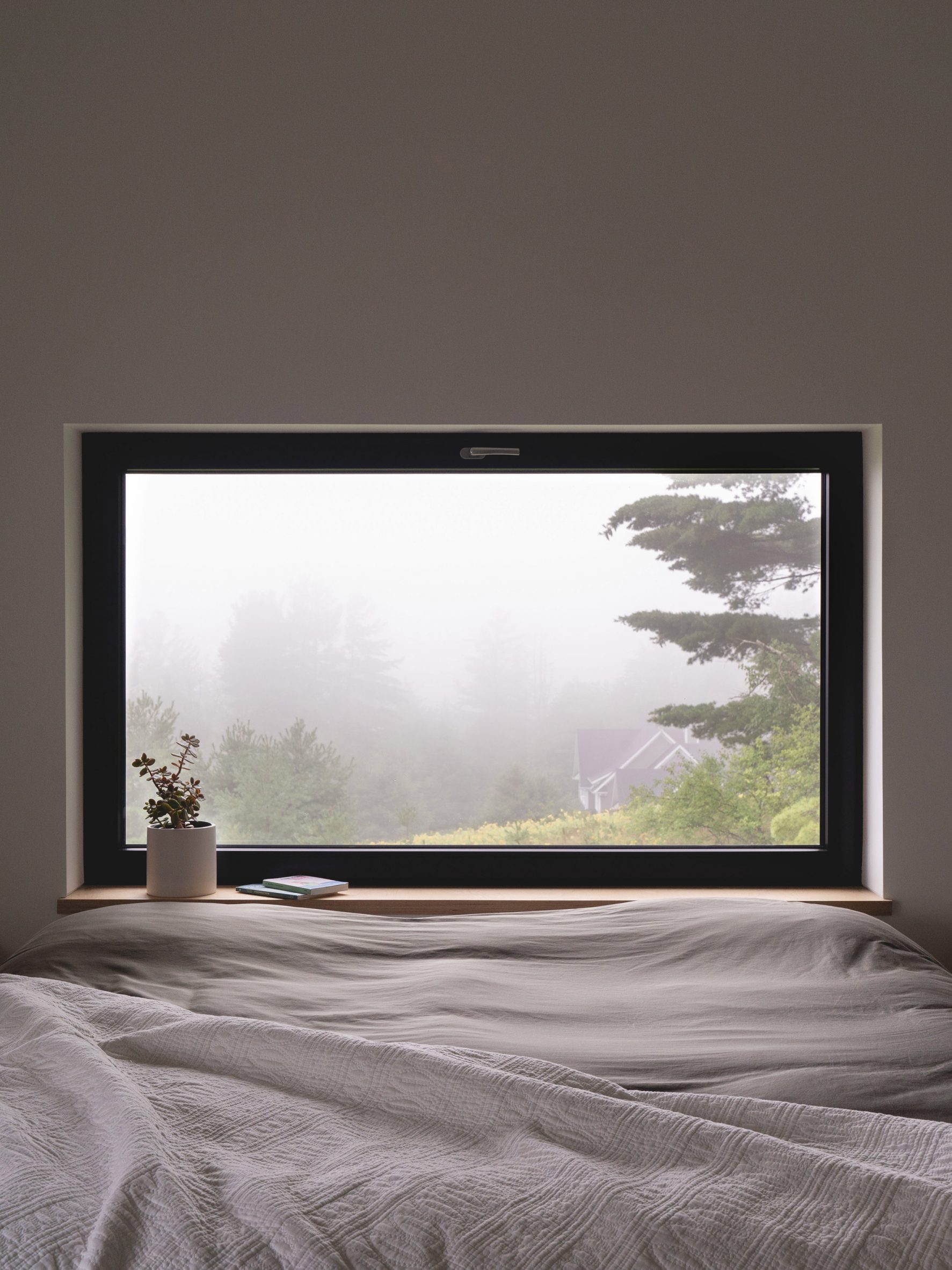 Bedroom window with misty view