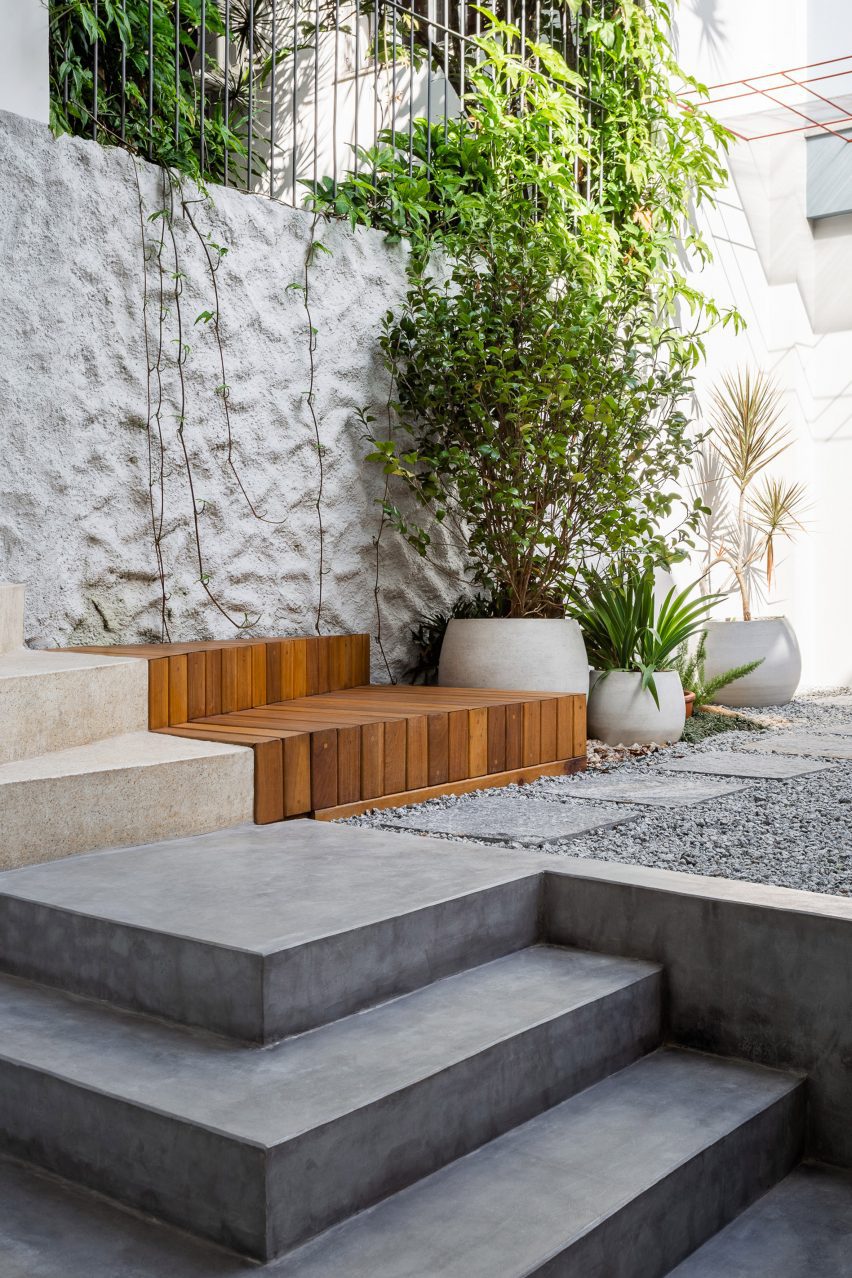 Neutral colours feature in the home's garden