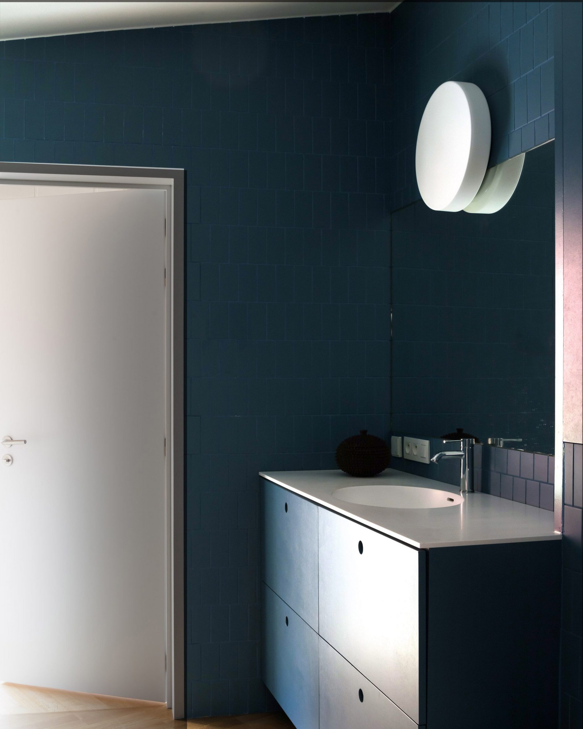 Dark blue bathroom