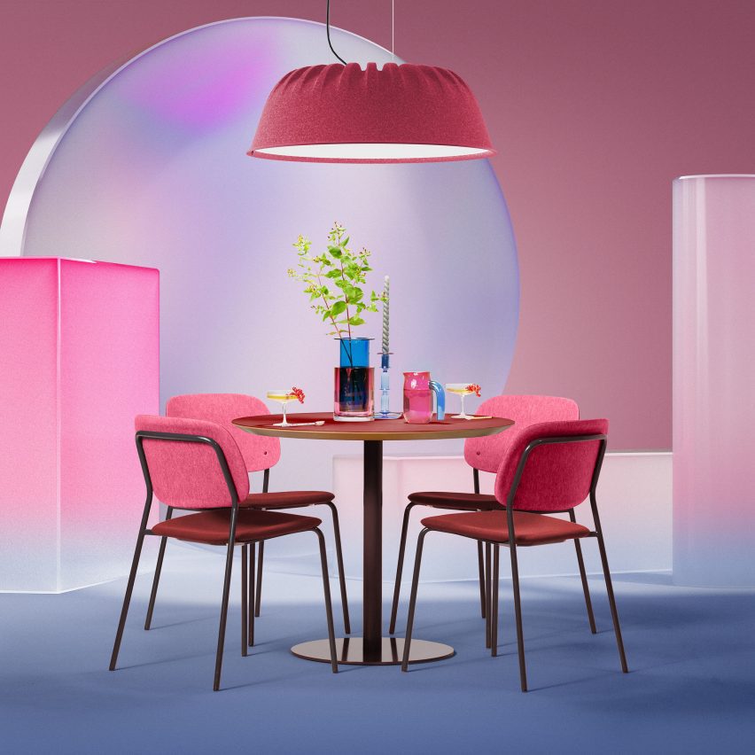 Pink Fost PET Felt Acoustic Lamp by De Vorm