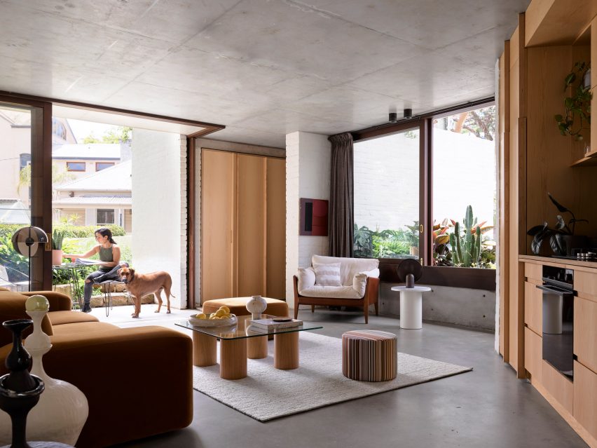 Living room in modernist house