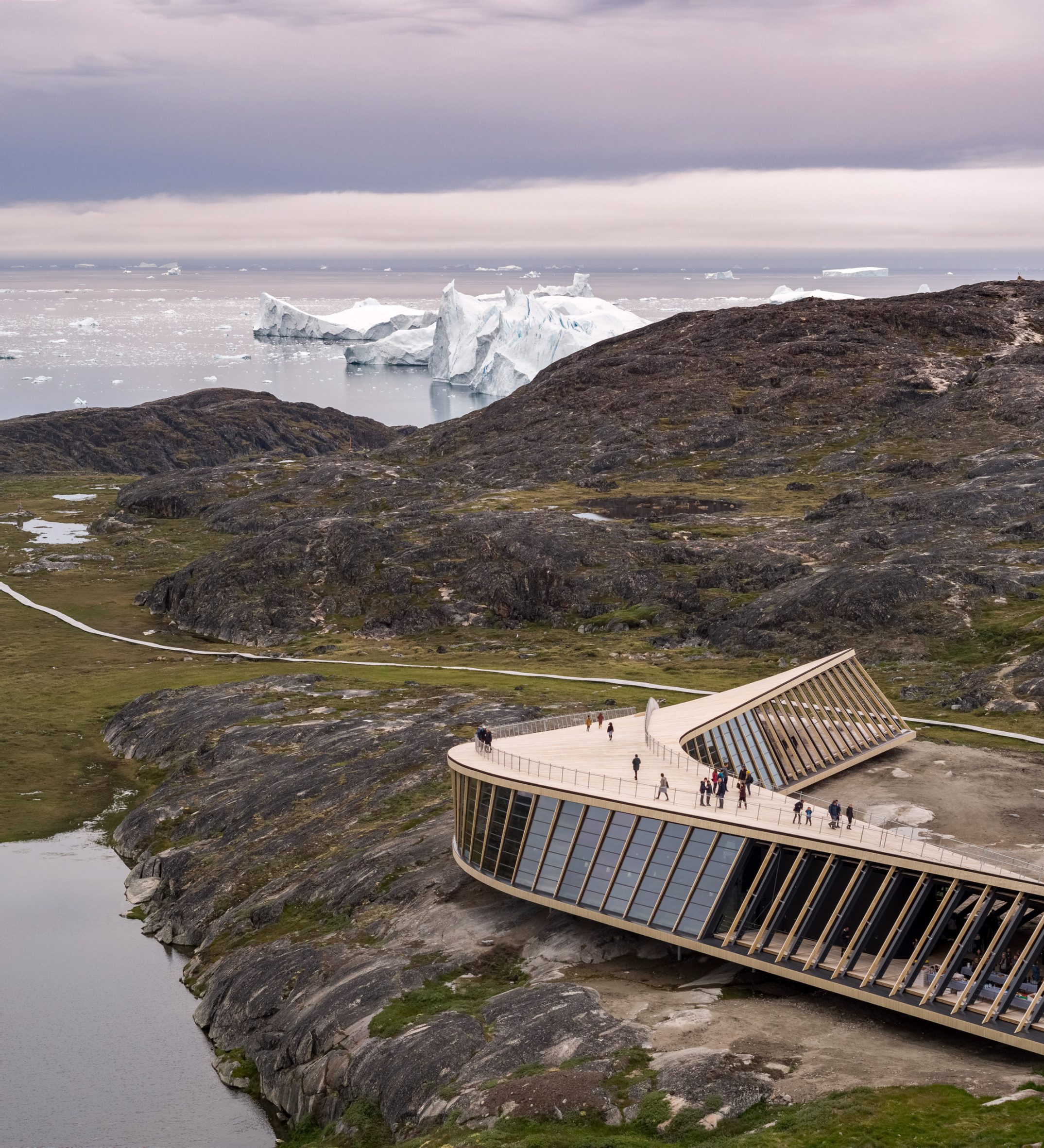 Roof terrace of Ilulissat Icefjord Centre by Dorte Mandrup Arkitekter