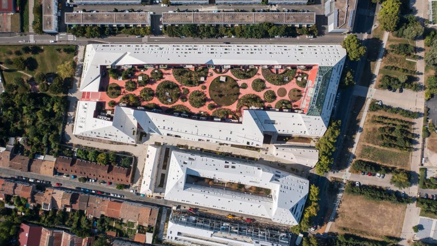 An aerial view of Ilot Queyries housing by MVRDV