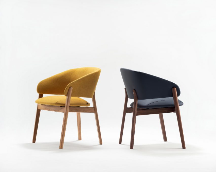 Two Lugano dining chairs in yellow and black