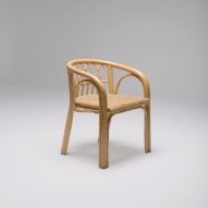 Rattan chair with modernist armchair shape