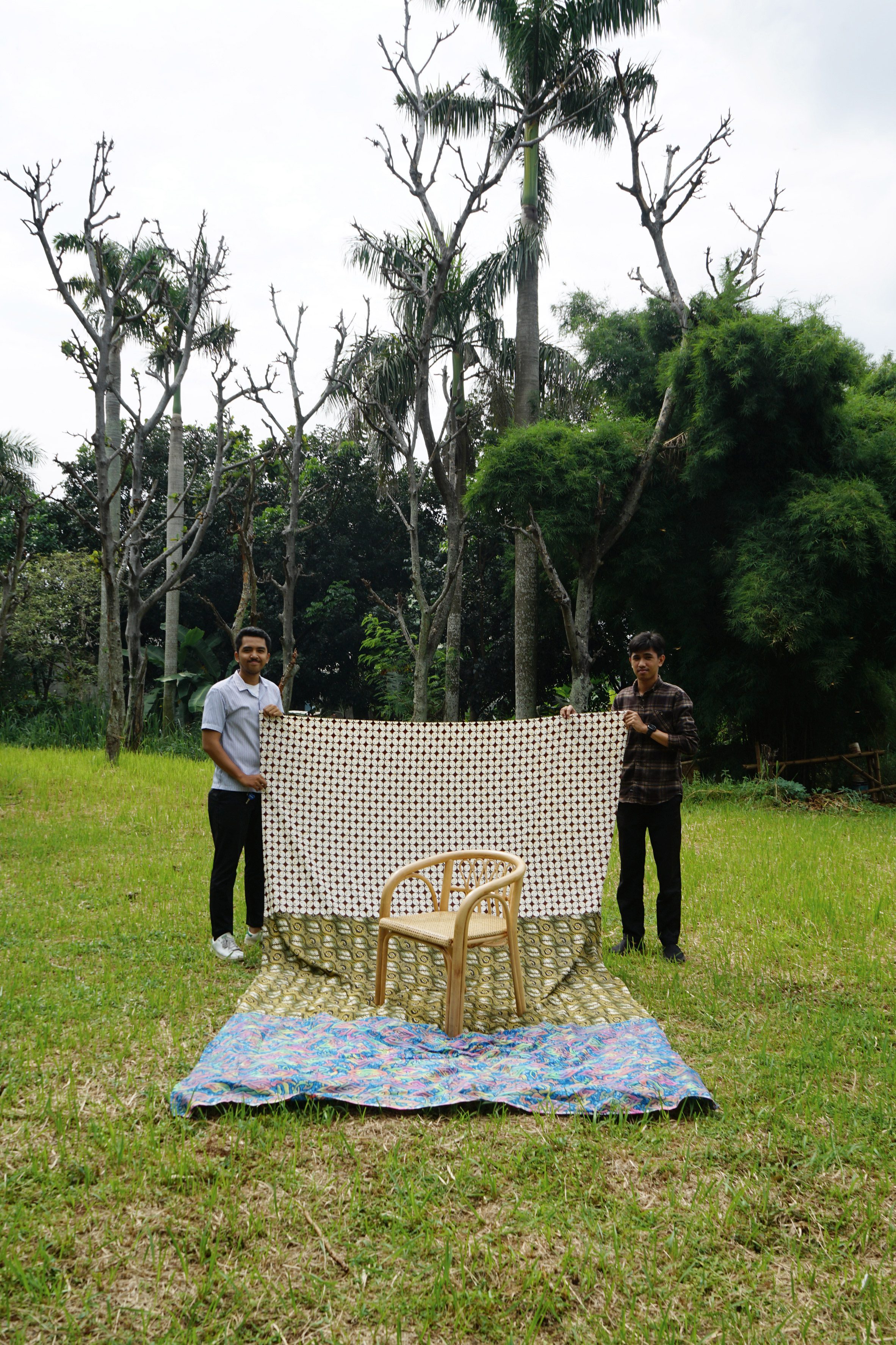 Rattan chair with modernist armchair shape