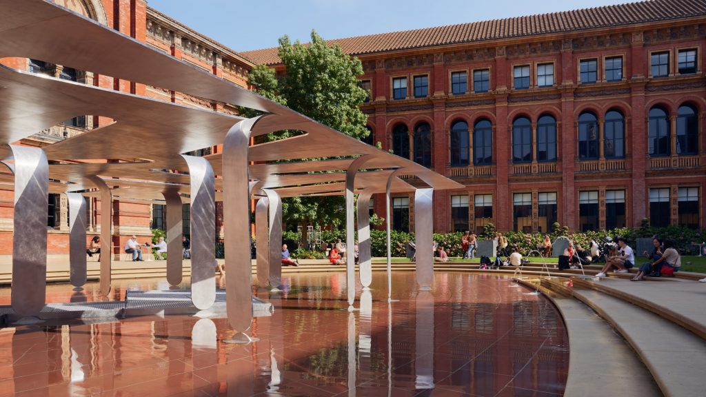 Nebbia Works constructs mono-material pavilion for V&A from low-carbon  aluminium