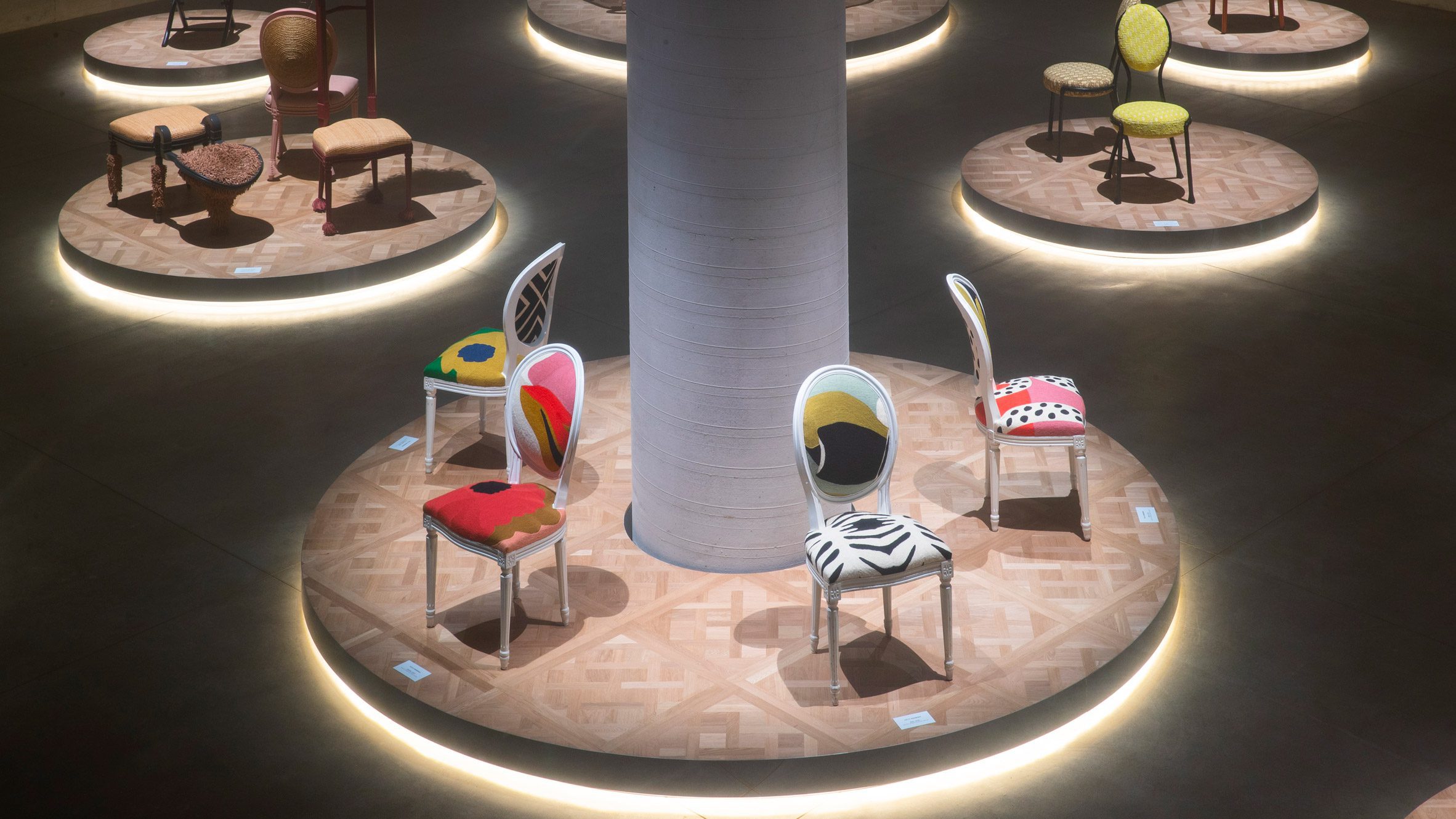 Chairs in Dior Medallion exhibition Bert by Chris Precht from Dezeen Events Guide