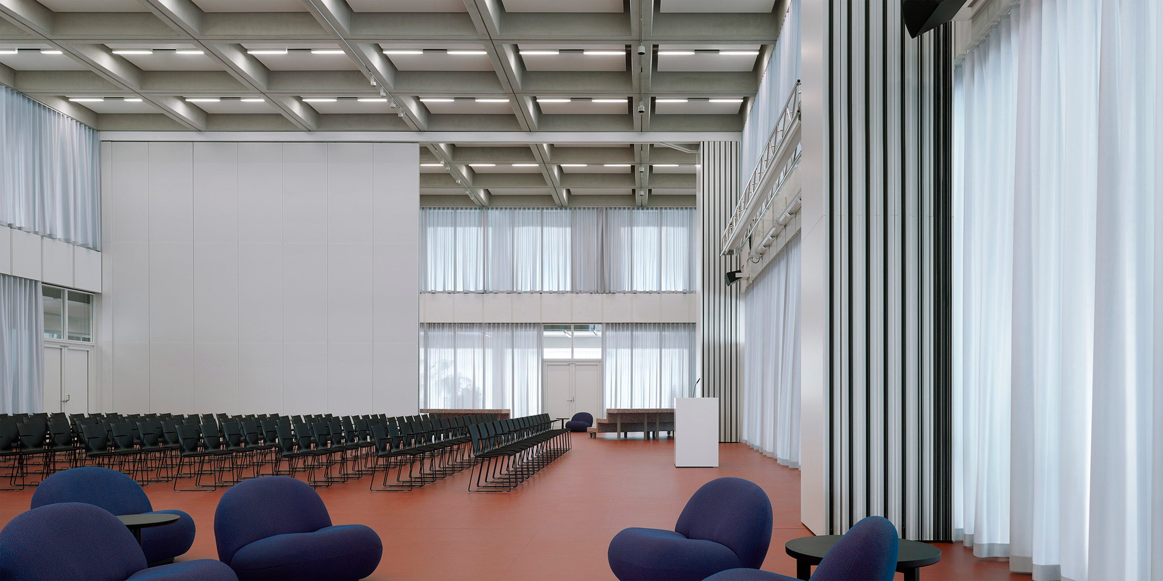 First floor auditorium of Roche Multifunctional Workspace Building is the third building by Christ & Gantenbein