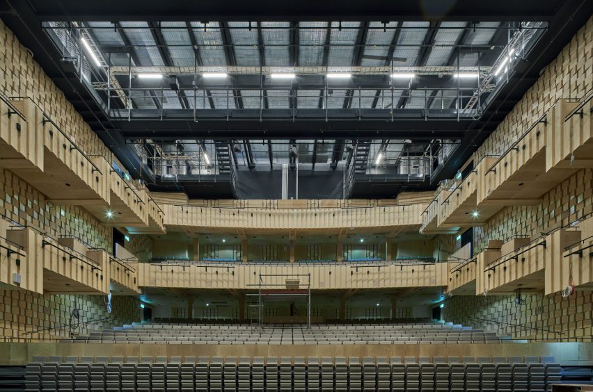 Theatre inside the mass-timber Sara Kulturhus Centre