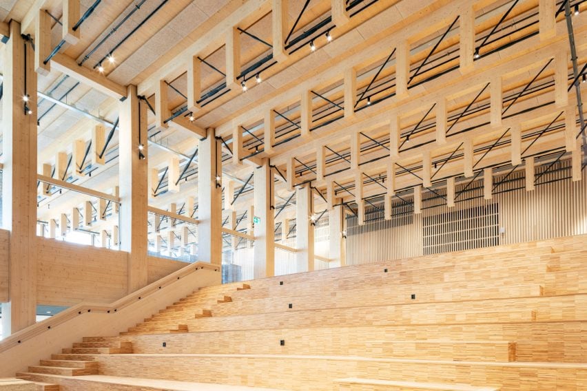 Wooden staircase inside Sara Kulturhus Centre