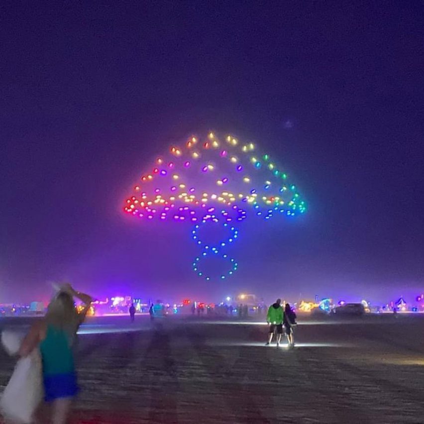 A mushroom-shaped light installation