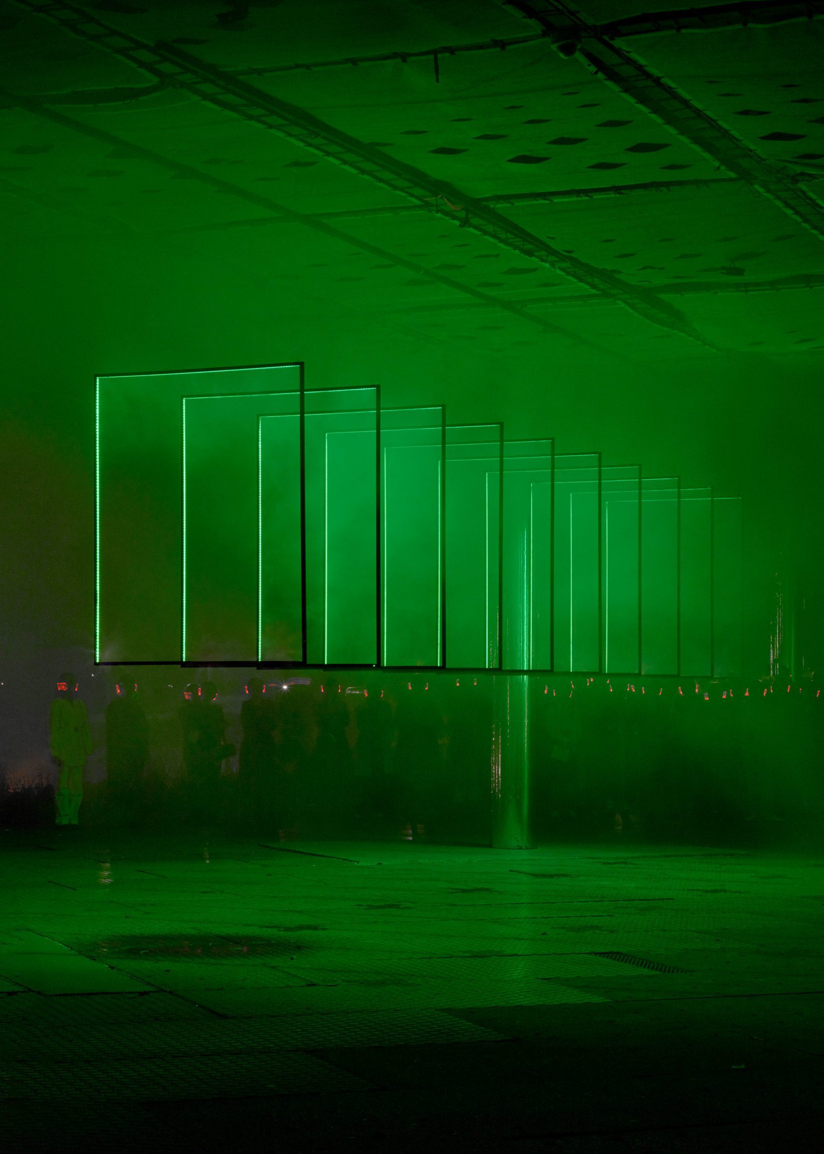 Neon green lighting was used throughout