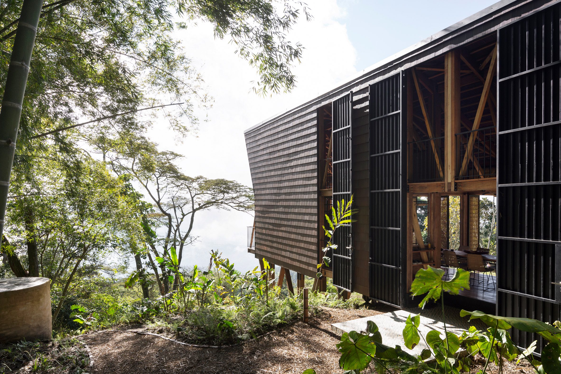 Santiago Pradilla and Zuloark designed Woven House on stilts