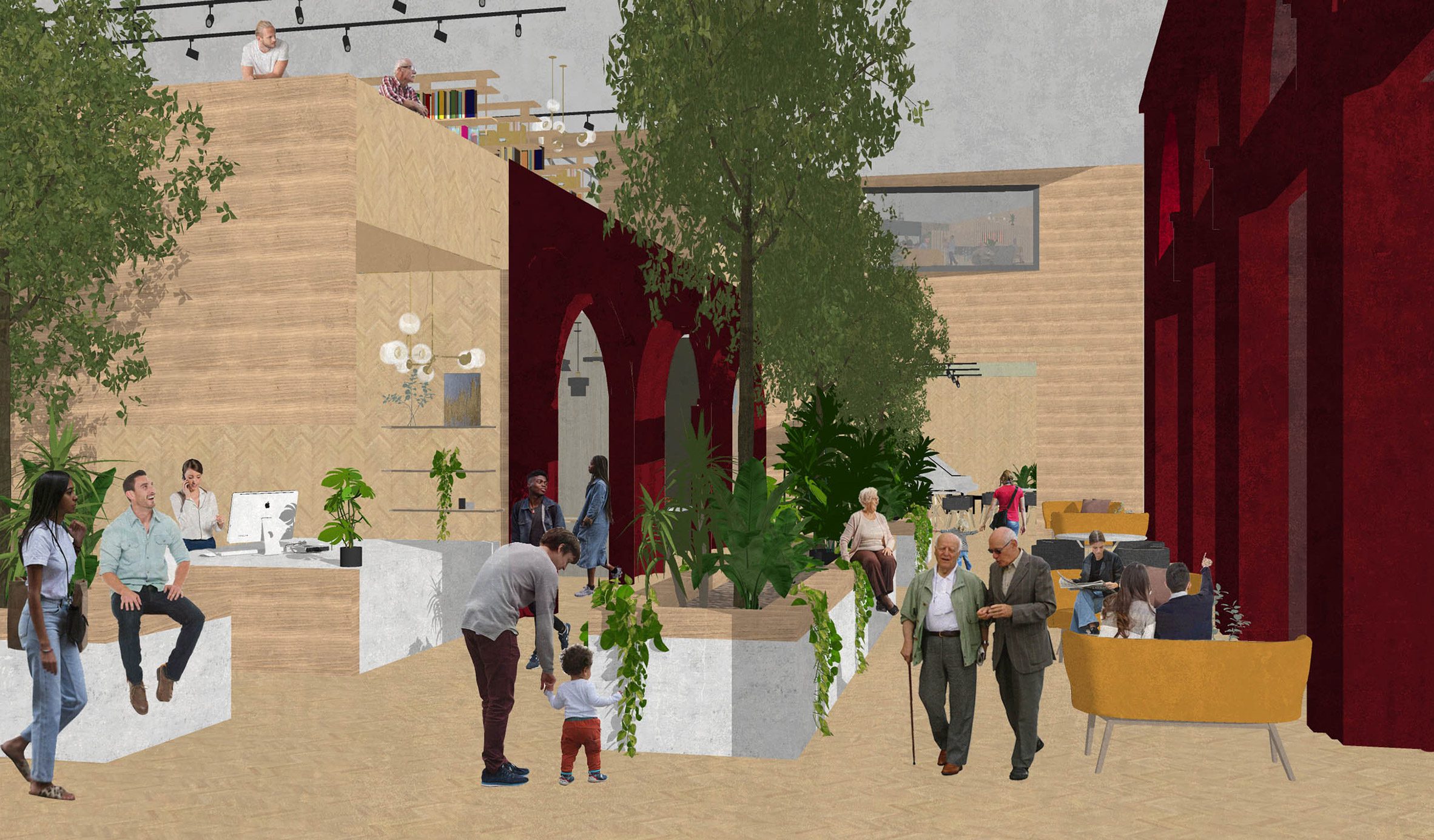 An illustration of a centre designed for the elderly