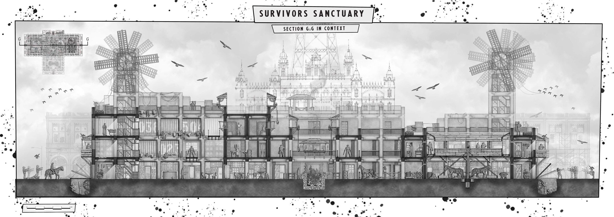 A student illustration of The Survivor's Sanctuary (The Black Plague of Blackpool, The Walking Dead) 