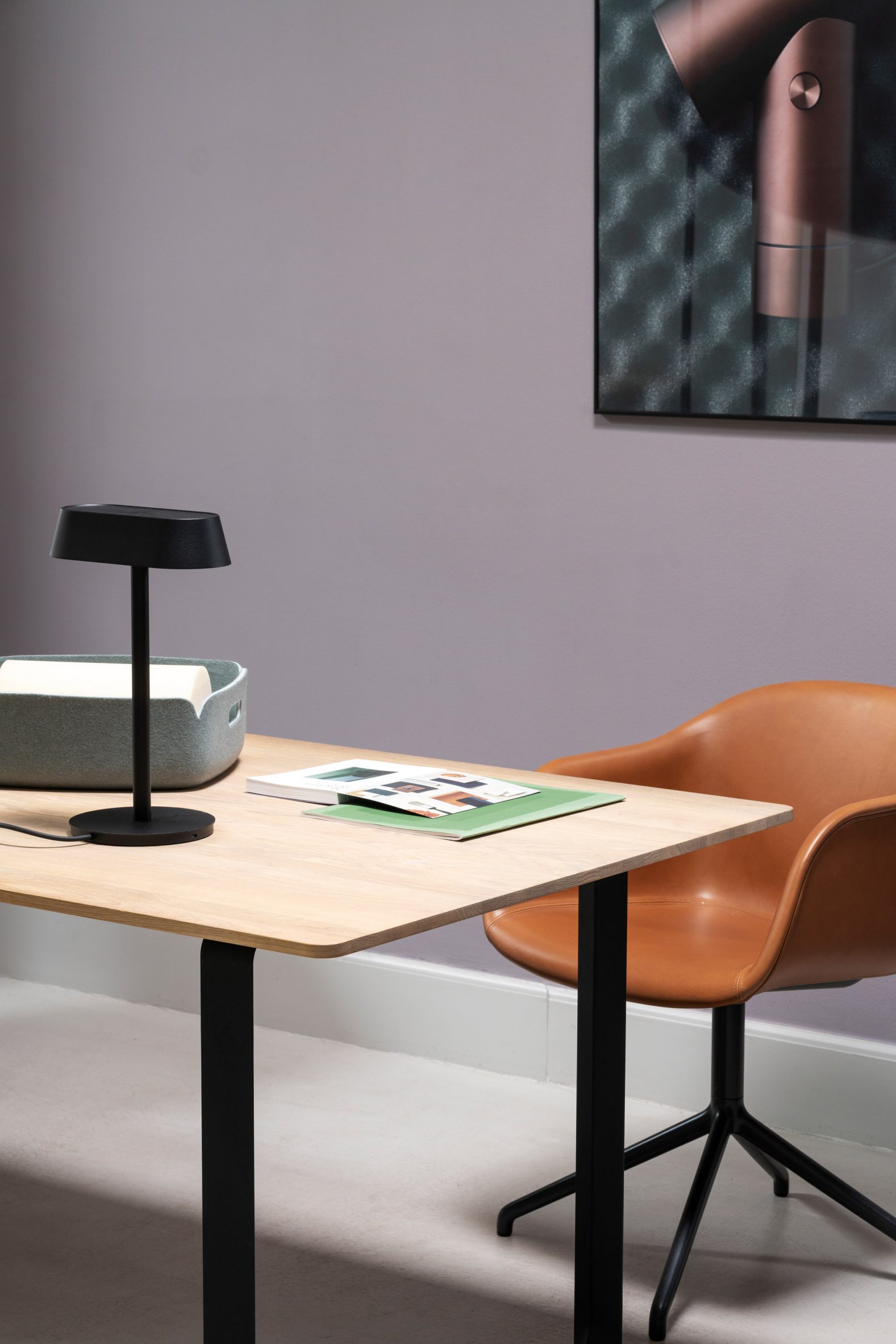 A photograph of The Linear Table Lamp in black