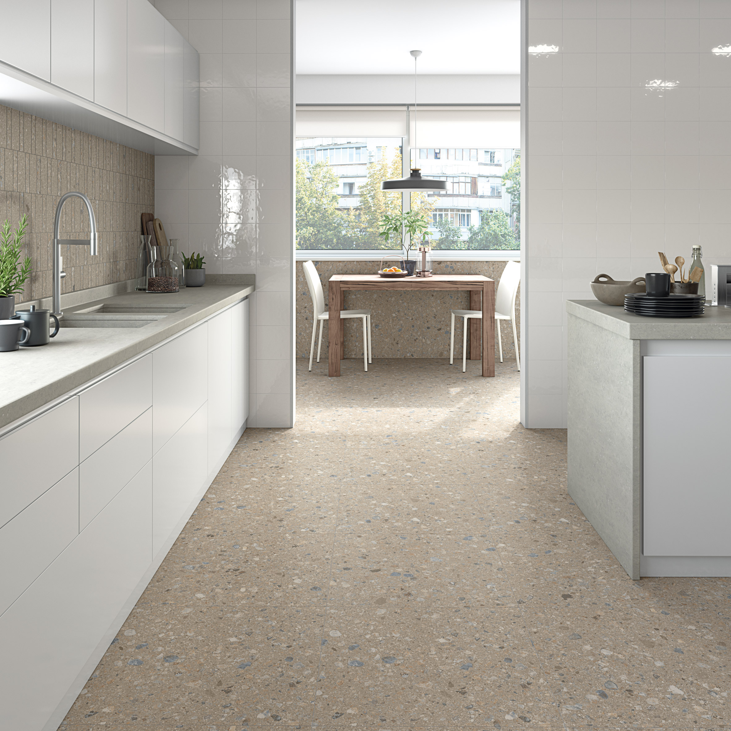 ABIC Anti-Bacterial Ceramics by Vives on the Pangea Nuez tile