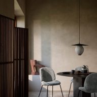 Dining room with Beetle chairs by GamFratesi