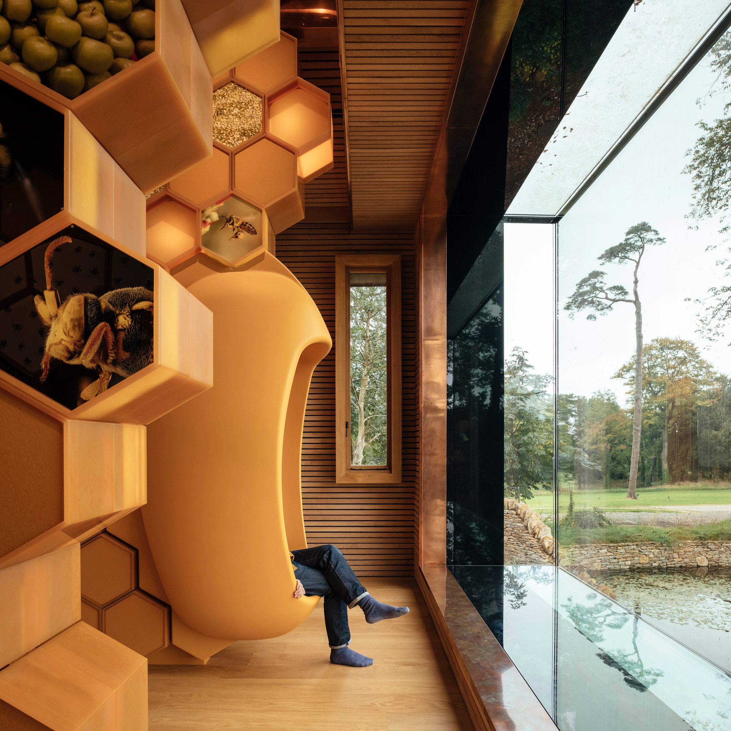 Bay window in The Beezantium by Invisible Studio at The Newt in Somerset