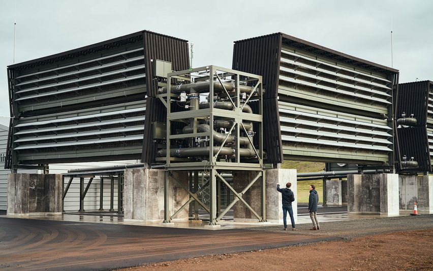 Carbon-capture machines at Climeworks' Orca plant