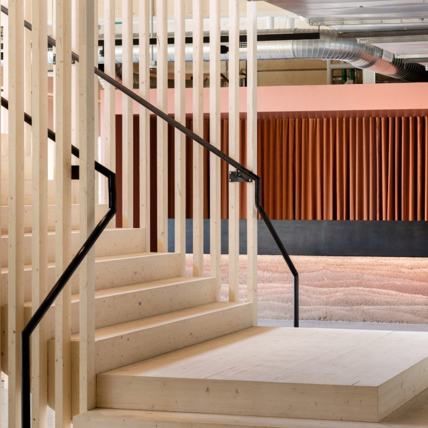 Statement timber staircase features in Education First's Denver office