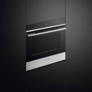 A black touch screen oven by Fisher & Paykel