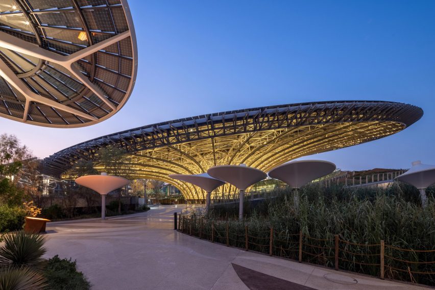 Exterior of Grimshaw pavilion at Dubai Expo