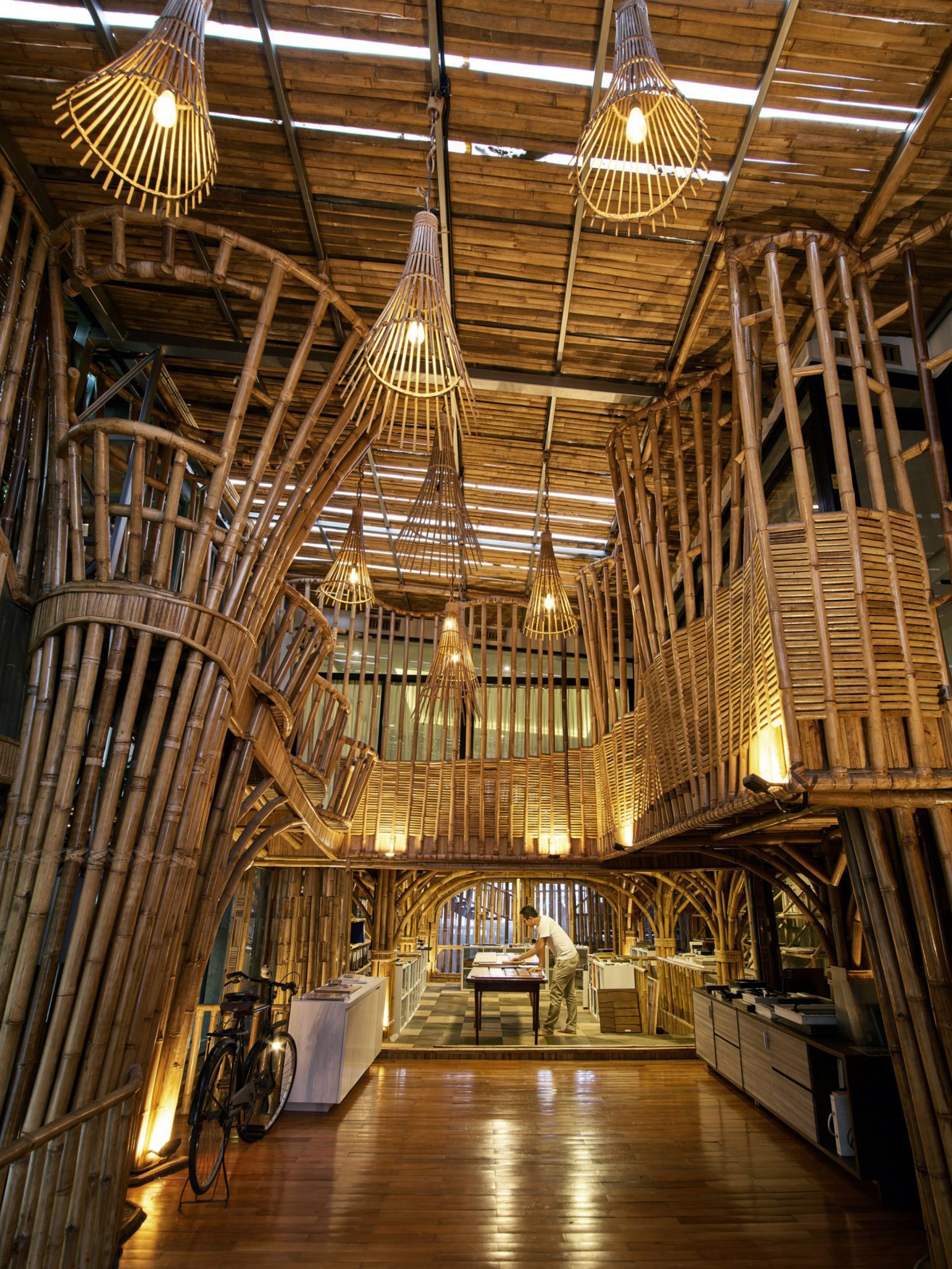 High bamboo ceiling