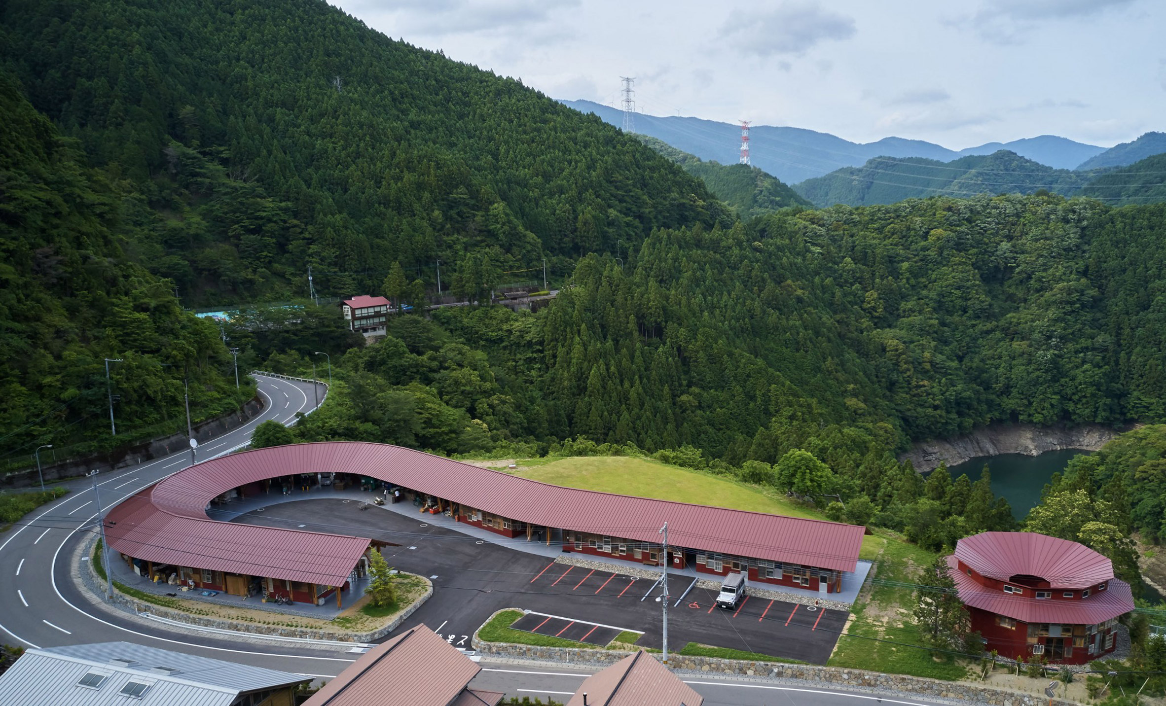 Aerial view of The Kamikatsu Zero Waste Center in Japan