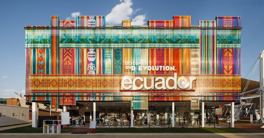 A photograph of the colourful Ecuador Pavilion at Milan Expo 2015