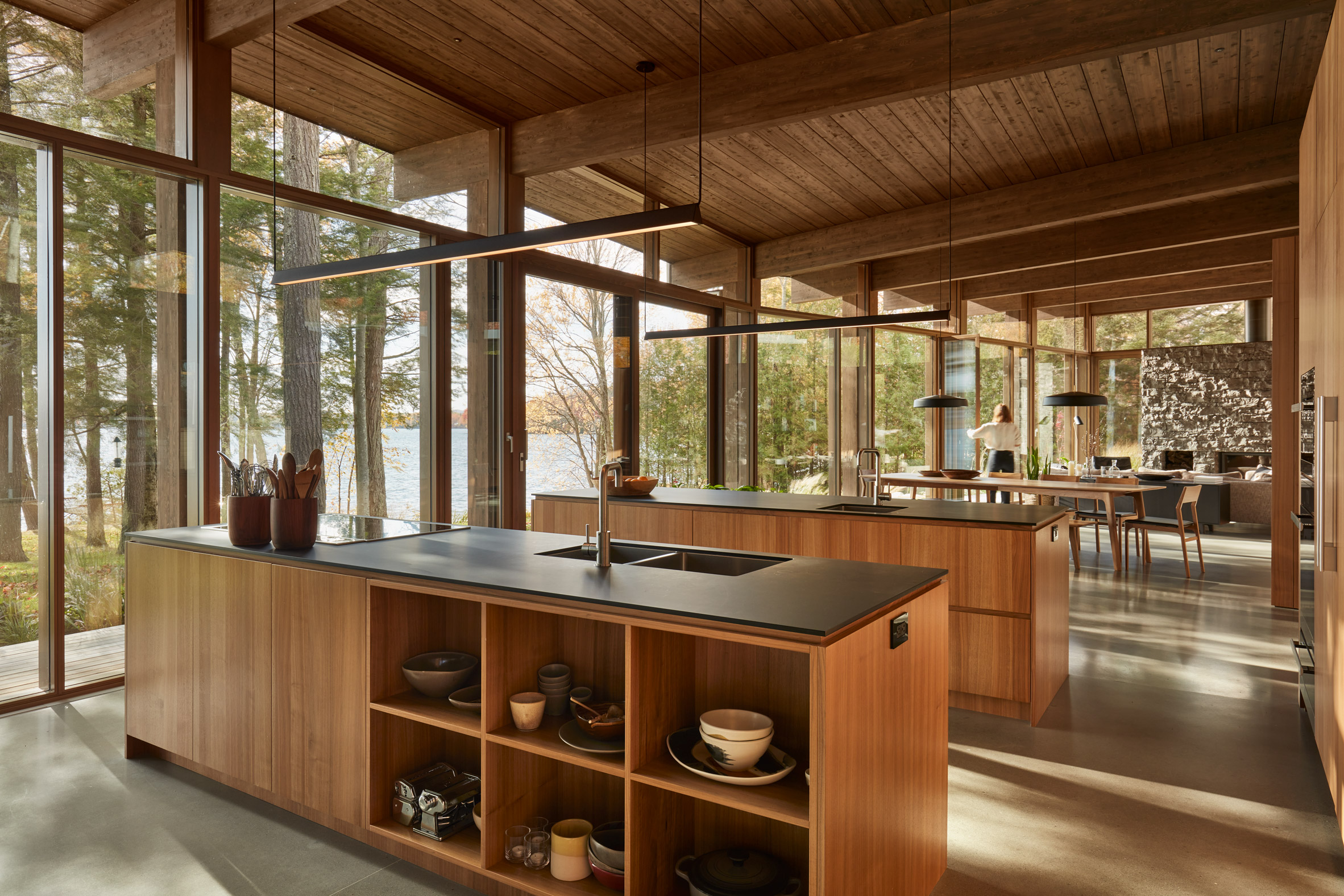Wooden open-plan kitchen