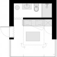 ground floor plan of cabin at Ziedlejas Spa and Wellness Resort by Open AD
