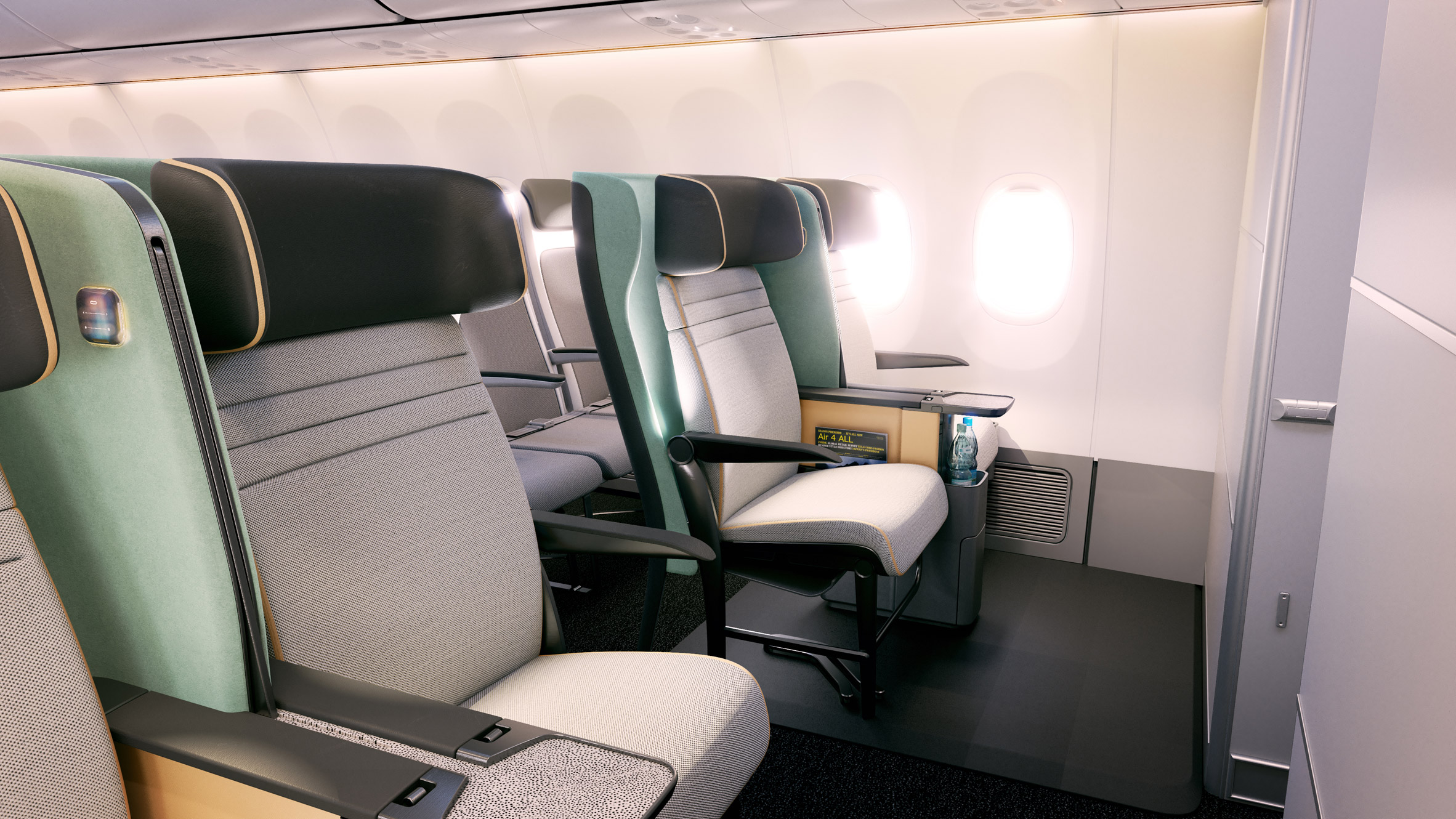 Air 4 All concept airline seating with the seat down in a standard position