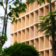 Gridden timber facade