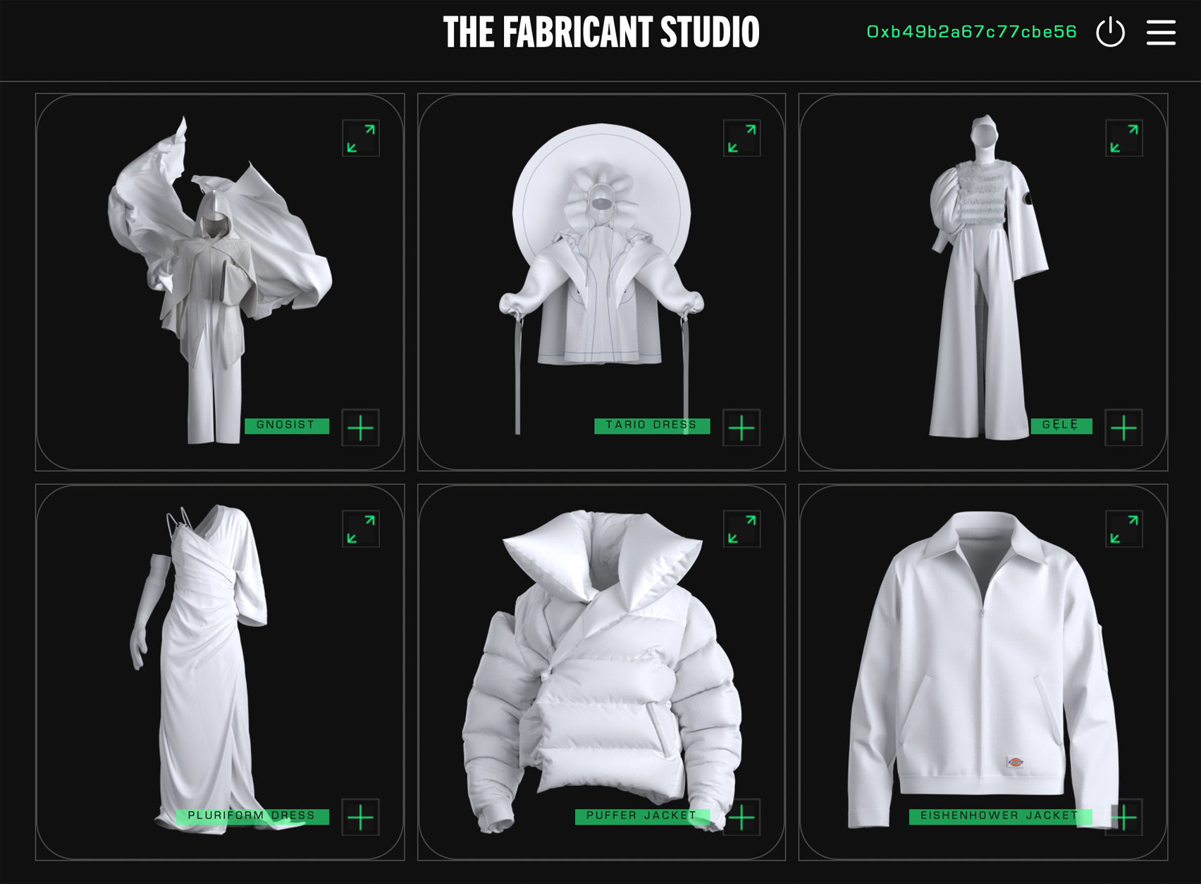 Master garments in The Fabricant Studio