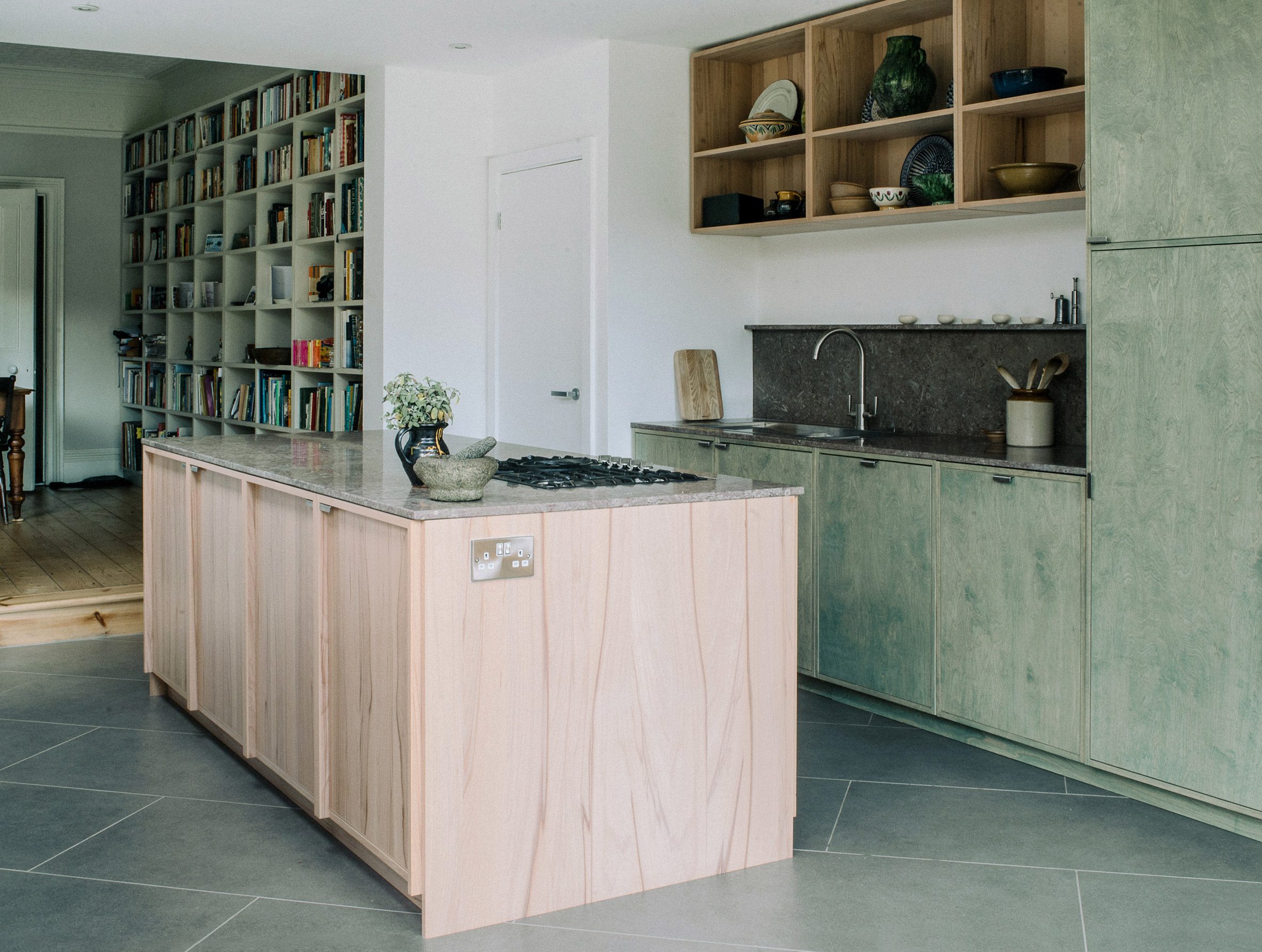 Stained plywood kitchen