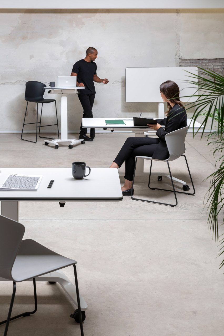 Office with Talent table by Alegre Design used as a desk, presentation table and whiteboard