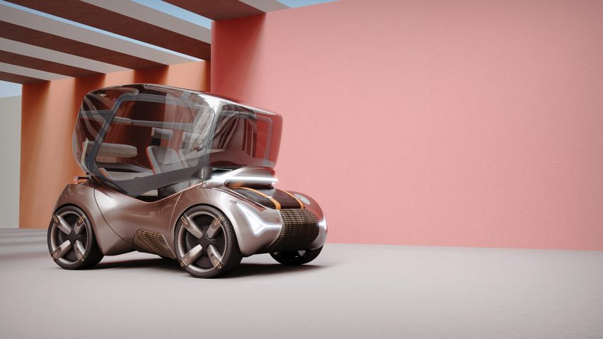 Kendaraan futuristik dengan kokpit transparan