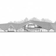 elevation drawing of PANNAR Sufficiency Economic and Agriculture Learning Centre by Vin Varavarn Architects