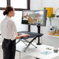 Monto Sit Stand Riser gives option to work standing or sitting at any desk