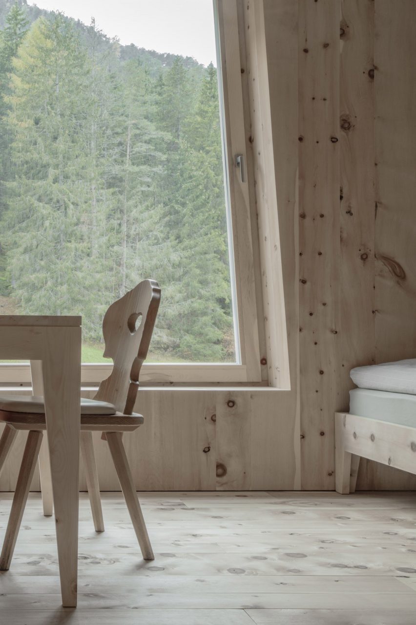 Pine wood interiors and furniture