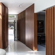 Wood-lined hallway