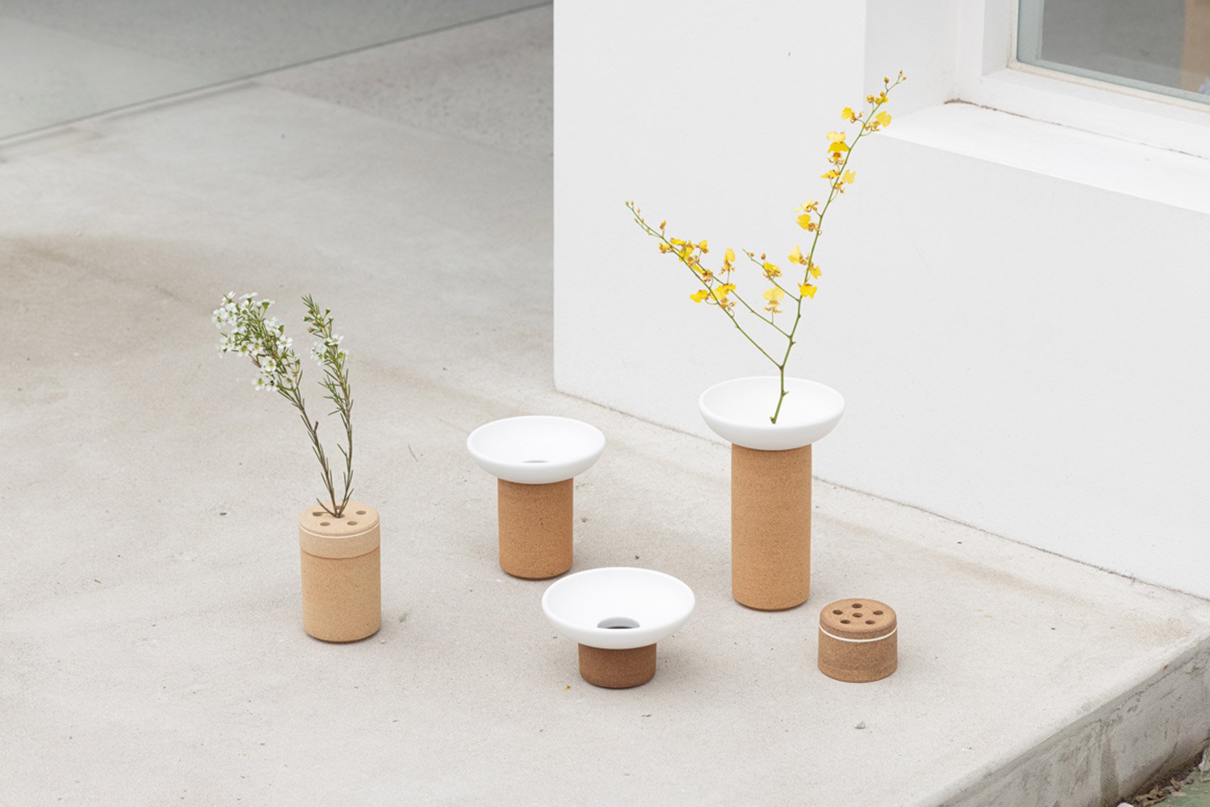 Terracotta and porcelain flower pots