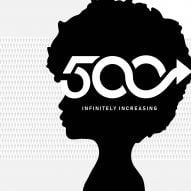 First 500 black woman with afro logo