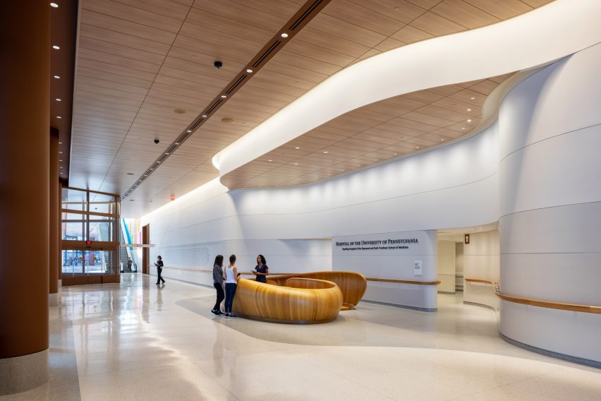 Interior view of a lobby at Pavilion at the Hospital of the University of Pennsylvania