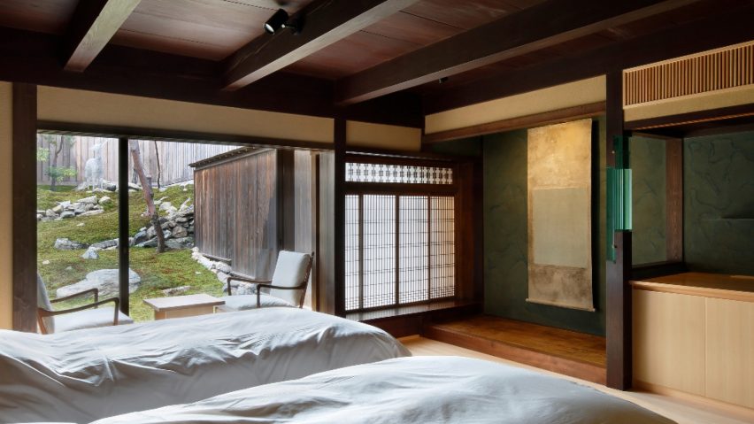 The interiors of the guest rooms have a typical Japanese style